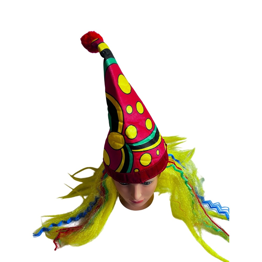 Unbranded Clown Hat One Size Red Yellow Polka Dot Wig Hair Kids Accessory